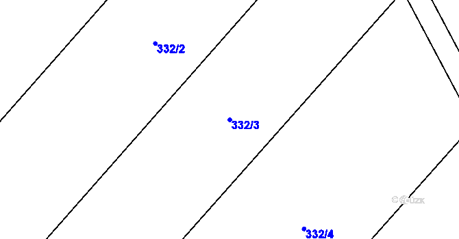 Parcela st. 332/3 v KÚ Dětřichov, Katastrální mapa