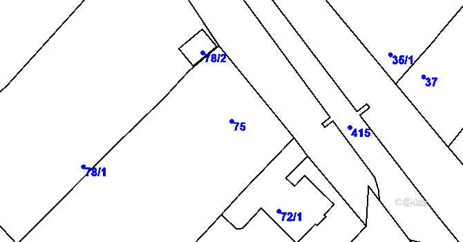 Parcela st. 75 v KÚ Renoty, Katastrální mapa