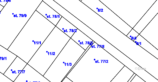 Parcela st. 78/3 v KÚ Rešice, Katastrální mapa