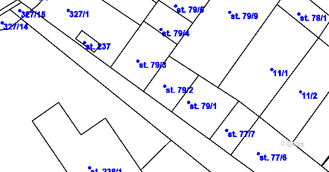 Parcela st. 79/2 v KÚ Rešice, Katastrální mapa