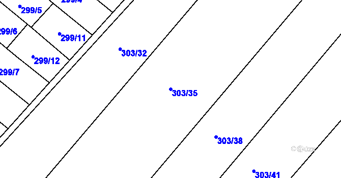 Parcela st. 303/35 v KÚ Rešice, Katastrální mapa