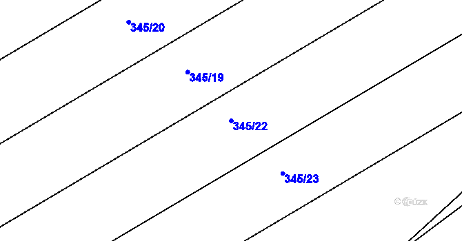 Parcela st. 345/22 v KÚ Rešice, Katastrální mapa
