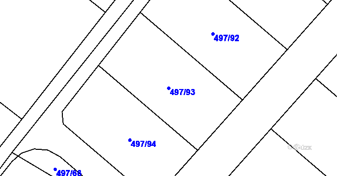 Parcela st. 497/93 v KÚ Rešice, Katastrální mapa