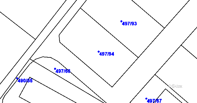 Parcela st. 497/94 v KÚ Rešice, Katastrální mapa