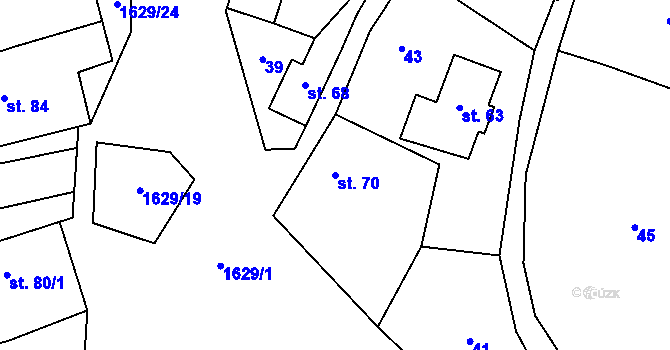 Parcela st. 70 v KÚ Rešov, Katastrální mapa