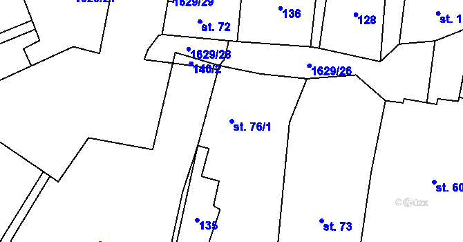 Parcela st. 76/1 v KÚ Rešov, Katastrální mapa
