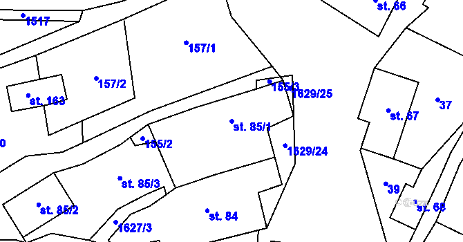 Parcela st. 85/1 v KÚ Rešov, Katastrální mapa