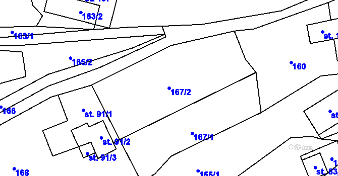 Parcela st. 167/2 v KÚ Rešov, Katastrální mapa