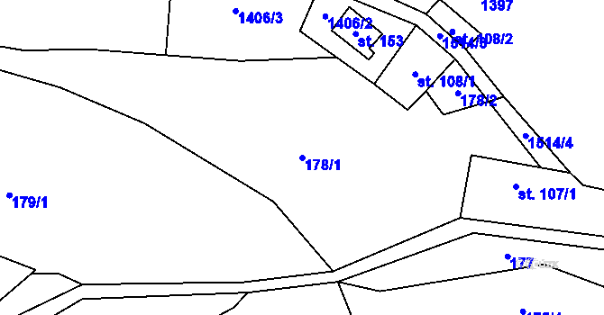 Parcela st. 178/1 v KÚ Rešov, Katastrální mapa