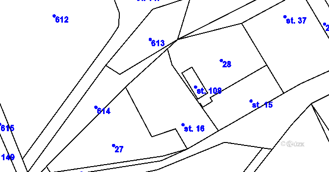 Parcela st. 16 v KÚ Roblín, Katastrální mapa