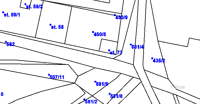 Parcela st. 73 v KÚ Roblín, Katastrální mapa