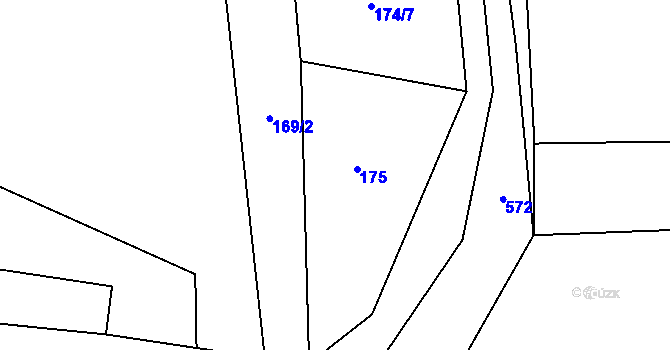 Parcela st. 175 v KÚ Roblín, Katastrální mapa