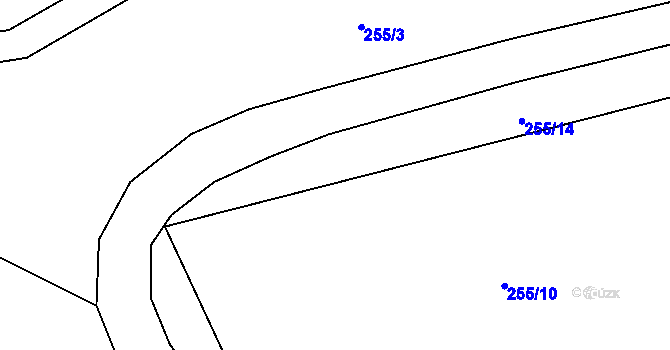 Parcela st. 255/14 v KÚ Roblín, Katastrální mapa