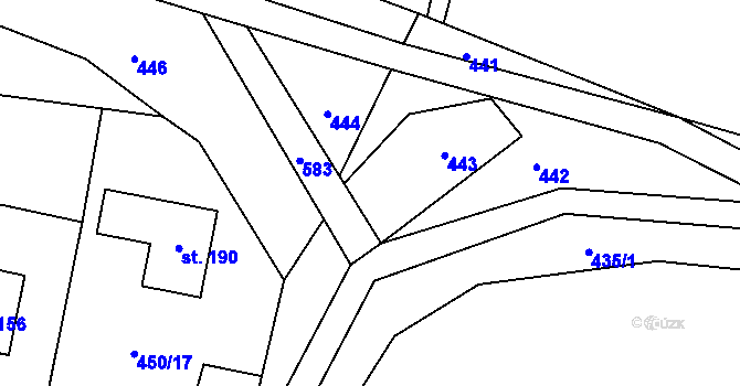 Parcela st. 443 v KÚ Roblín, Katastrální mapa