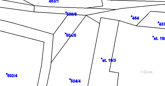 Parcela st. 504/4 v KÚ Roblín, Katastrální mapa
