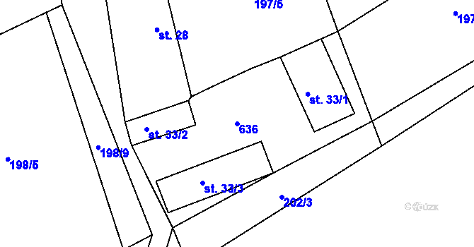 Parcela st. 636 v KÚ Roblín, Katastrální mapa