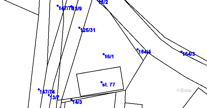 Parcela st. 16/1 v KÚ Moravčice, Katastrální mapa