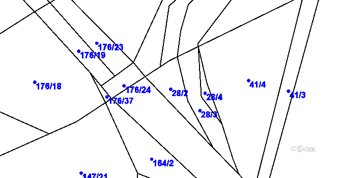 Parcela st. 28/2 v KÚ Moravčice, Katastrální mapa