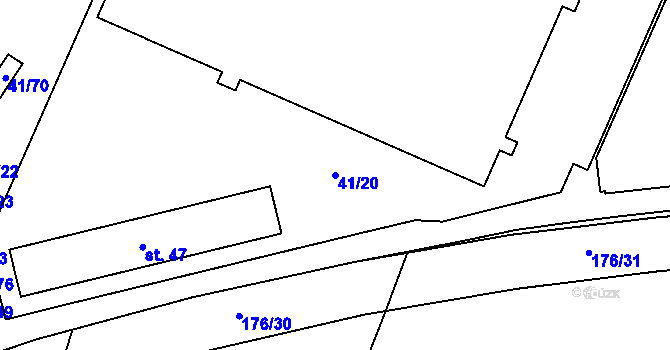 Parcela st. 41/20 v KÚ Moravčice, Katastrální mapa