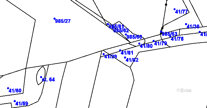 Parcela st. 41/29 v KÚ Moravčice, Katastrální mapa