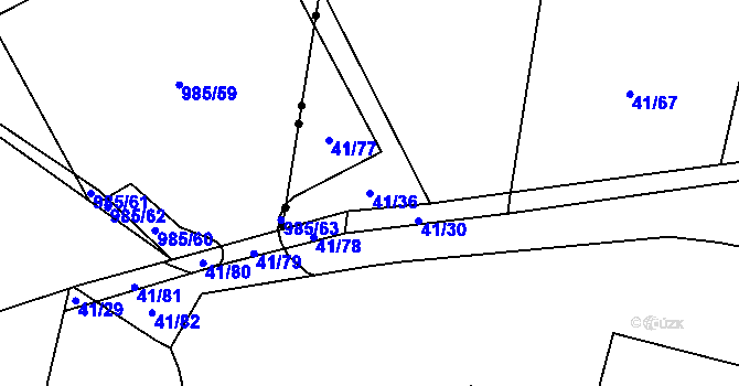 Parcela st. 41/36 v KÚ Moravčice, Katastrální mapa