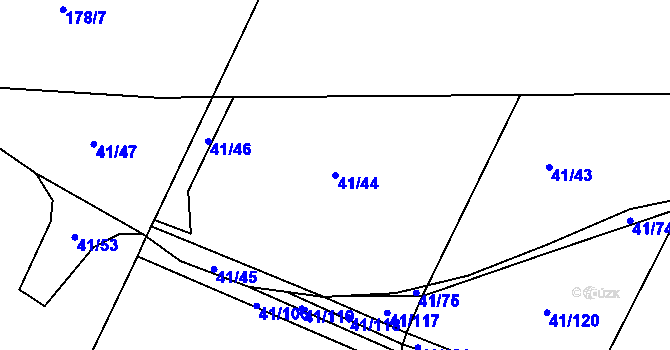 Parcela st. 41/44 v KÚ Moravčice, Katastrální mapa