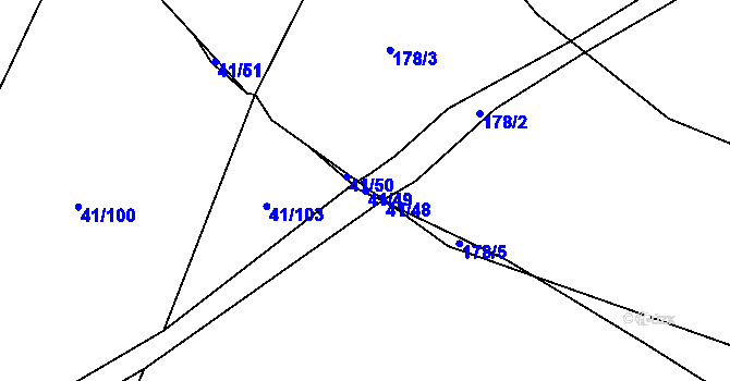 Parcela st. 41/49 v KÚ Moravčice, Katastrální mapa