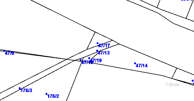 Parcela st. 47/13 v KÚ Moravčice, Katastrální mapa