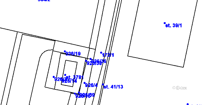 Parcela st. 172/1 v KÚ Moravčice, Katastrální mapa