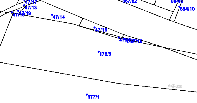 Parcela st. 176/9 v KÚ Moravčice, Katastrální mapa