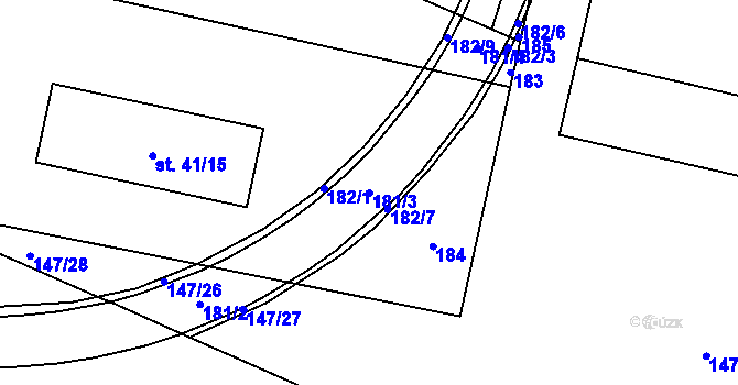 Parcela st. 181/3 v KÚ Moravčice, Katastrální mapa