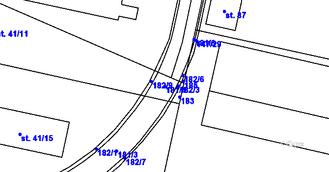 Parcela st. 181/4 v KÚ Moravčice, Katastrální mapa