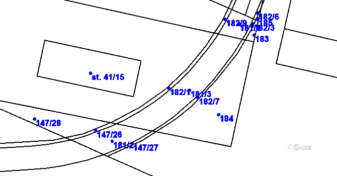 Parcela st. 182/1 v KÚ Moravčice, Katastrální mapa