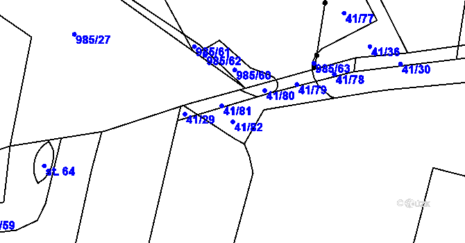 Parcela st. 41/82 v KÚ Moravčice, Katastrální mapa
