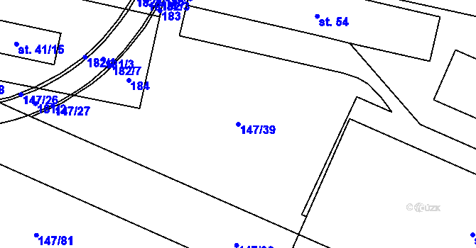 Parcela st. 147/39 v KÚ Moravčice, Katastrální mapa