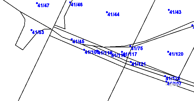 Parcela st. 41/119 v KÚ Moravčice, Katastrální mapa
