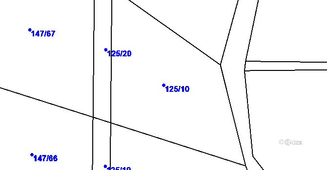 Parcela st. 125/10 v KÚ Moravčice, Katastrální mapa