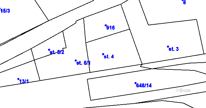 Parcela st. 4 v KÚ Robousy, Katastrální mapa