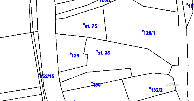 Parcela st. 33 v KÚ Robousy, Katastrální mapa