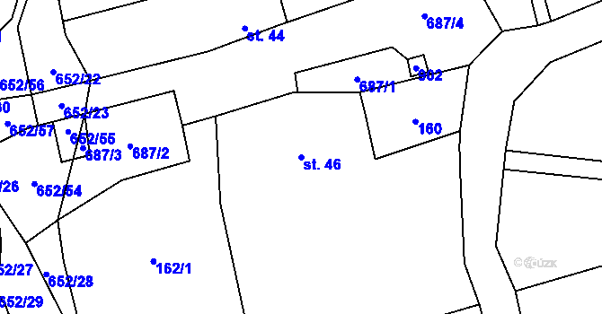 Parcela st. 46 v KÚ Robousy, Katastrální mapa