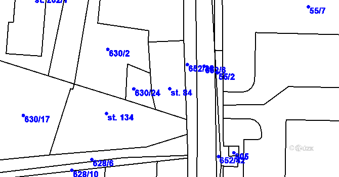 Parcela st. 84 v KÚ Robousy, Katastrální mapa