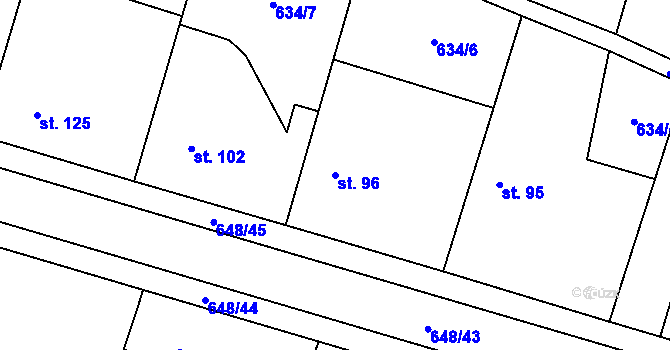 Parcela st. 96 v KÚ Robousy, Katastrální mapa