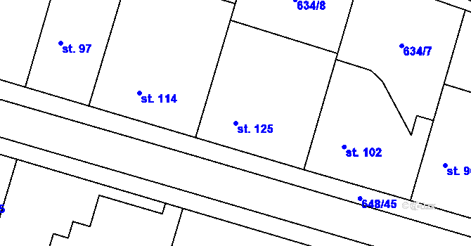 Parcela st. 125 v KÚ Robousy, Katastrální mapa