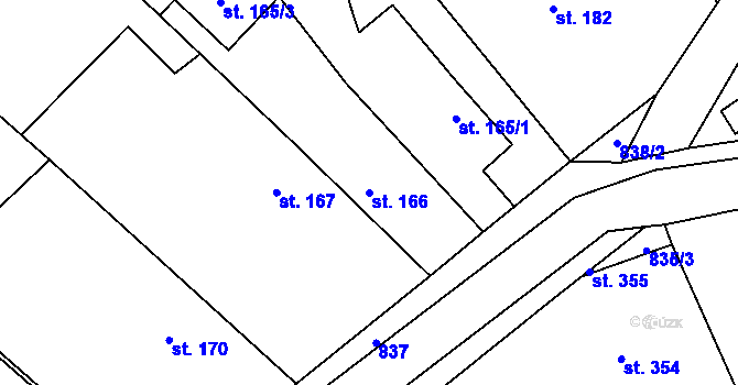 Parcela st. 166 v KÚ Robousy, Katastrální mapa