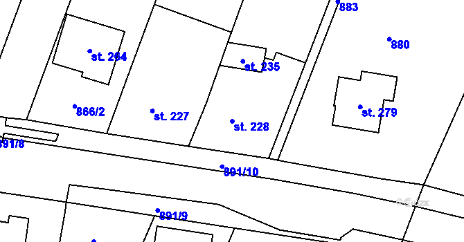 Parcela st. 228 v KÚ Robousy, Katastrální mapa