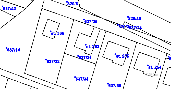 Parcela st. 263 v KÚ Robousy, Katastrální mapa