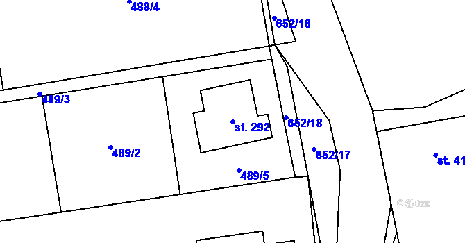 Parcela st. 292 v KÚ Robousy, Katastrální mapa