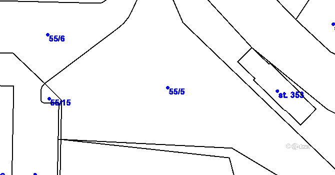 Parcela st. 55/5 v KÚ Robousy, Katastrální mapa
