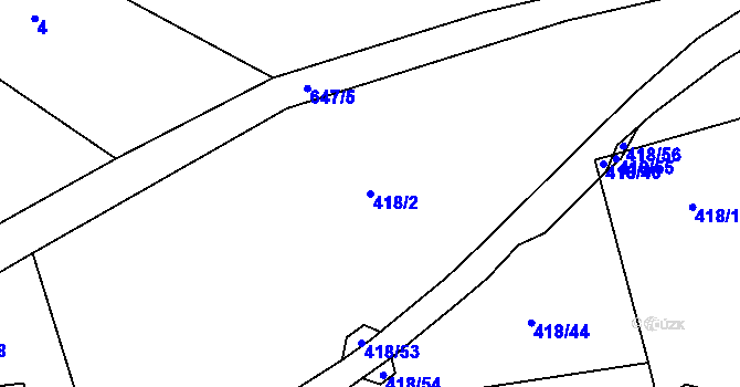 Parcela st. 418/2 v KÚ Robousy, Katastrální mapa