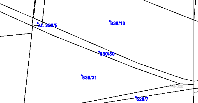Parcela st. 630/30 v KÚ Robousy, Katastrální mapa